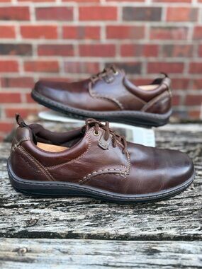 Hush Puppies Belfast PL Men 10.5 EW Brown Leather Casual Comfort Oxford Shoes P5
